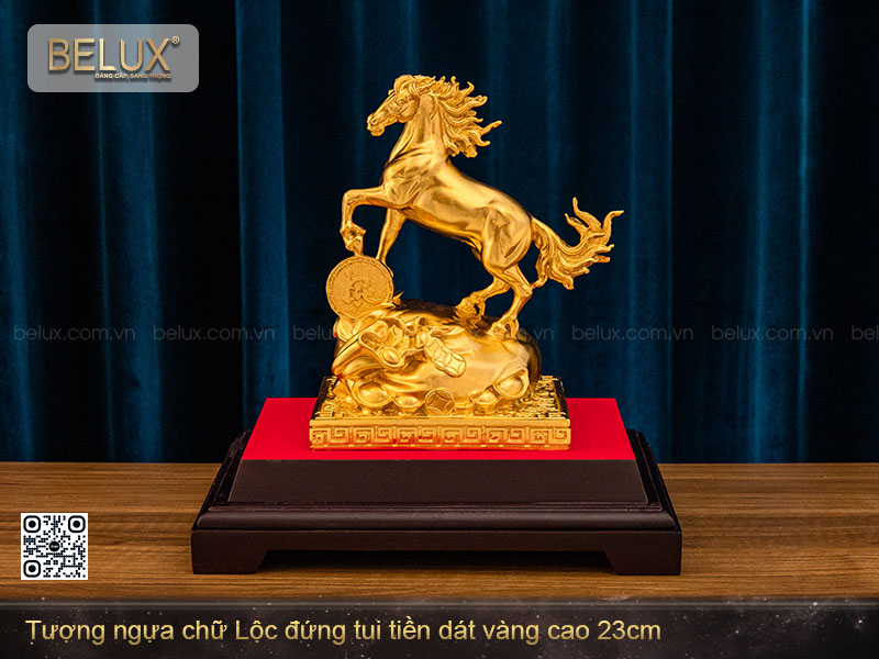 Tượng Ngựa Chữ Lộc Dát Vàng 24k